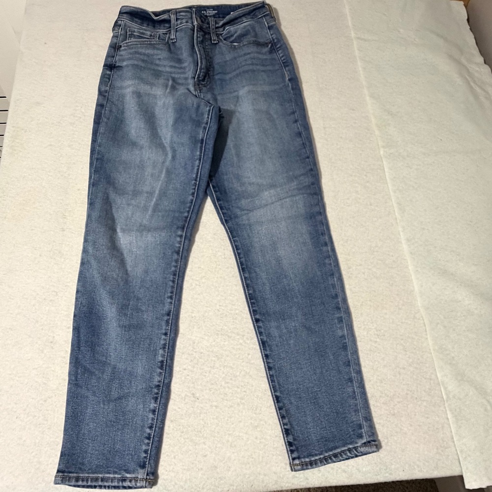 Old Navy OG Straight High Rise Jeans Medium Wash Extra Stretch Size 4